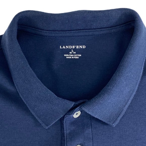 Land’s End Navy Blue Pima Cotton Henley Shirt size Large - Picture 5 of 5